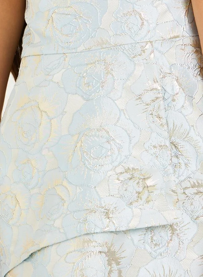 ستايلي فستان بلا أكمام من جاكار الأزهار